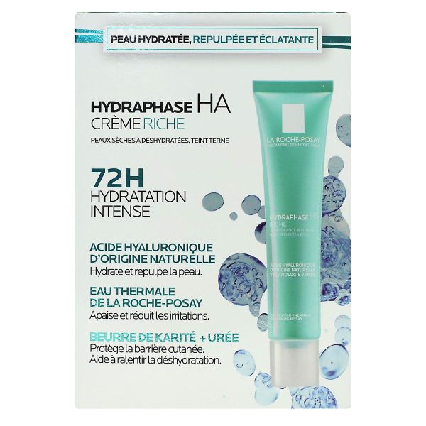 Hydraphase HA riche creme à l'acide hyaluronique 40ml + Toleriane eau micellaire 50ml offert