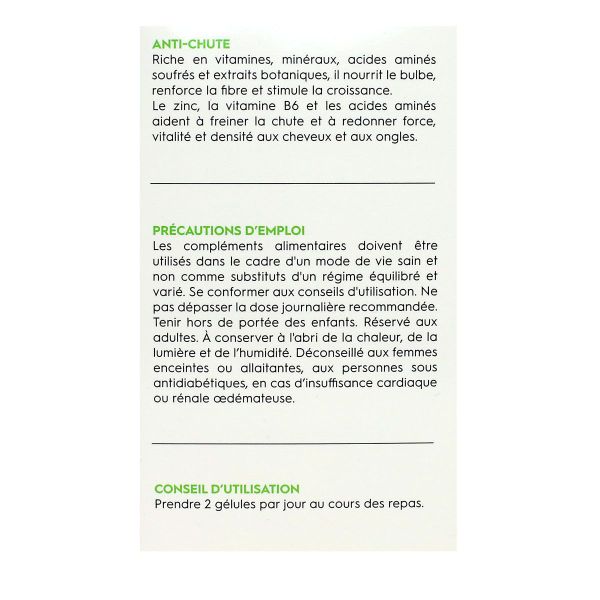 Anti-chute cheveux & ongles 180 gelules