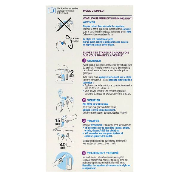 Zero verrue Freeze Excel traitement des verrues 7,5g