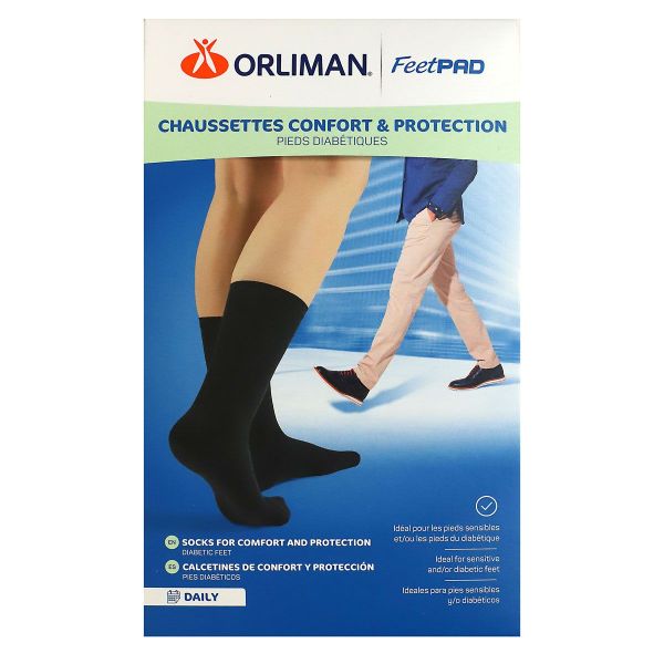 FeetPad chaussettes confort et protection noires pieds diabétiques taille 2