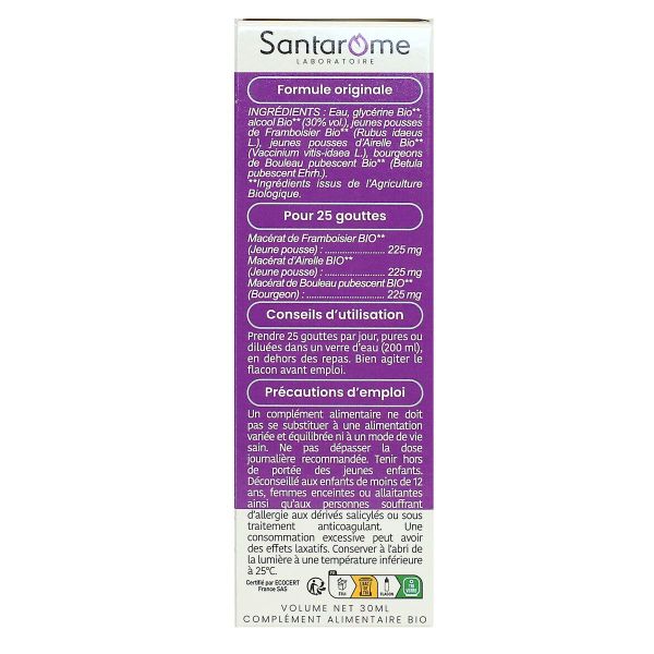 Ménopause macérats de bourgeons framboisier airelle bouleau bio 30ml