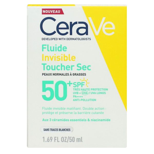 Fluide solaire invisible toucher sec SPF50+ Haute protection visage 50ml