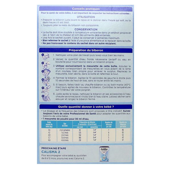 Calisma 1 lait 0-6 mois 2x600g