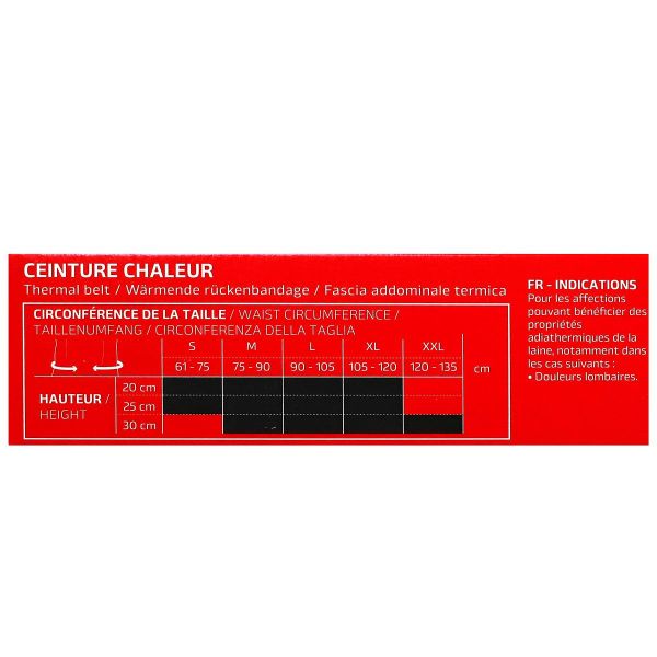 Ceinture chauffante gris anthracite taille Large hauteur 20cm