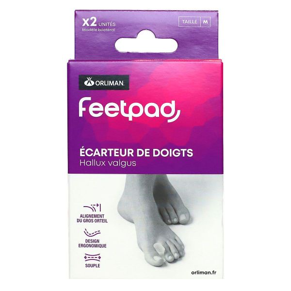 FeetPad 2 écarteurs de doigts Hallux Valgus modèle bilatéral taille M