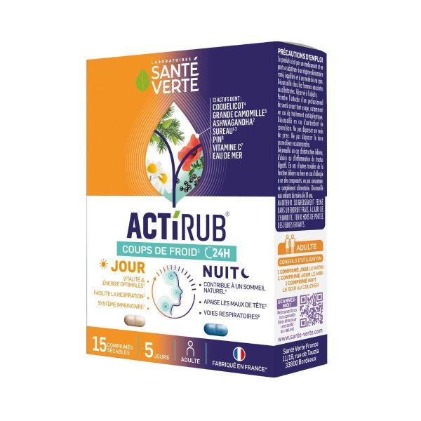 Actirub coups de froid 24h jour nuit 15 comprimés